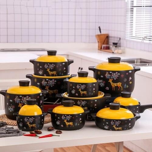 Japanese Multi-size Fawn Ceramic Casserole Restaurant Kitchen Household Open Flame Heat-resistant Double-ear Cartoon Soup Pot