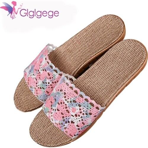 Glglg Women Ladies Butterfly Printed Beach Hollow Slippers Sandals Fashion Classic Casual Breathable Slippers Flats Linen Shoes