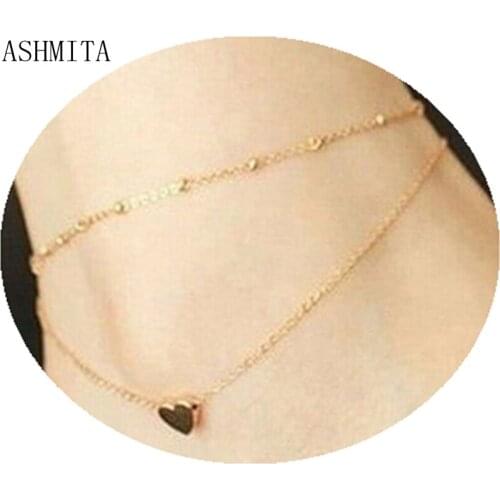 ASHMITA 2019 Beach Sexy Gold Tone Love Heart Ankle Bracelet Double Layer Chain Foot Anklets For Women Beautiful Jewelry