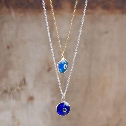 2pcs Gold Evil Eye Necklace Evil Eye Necklace Silver or Gold Layering Necklace Protection Jewelry
