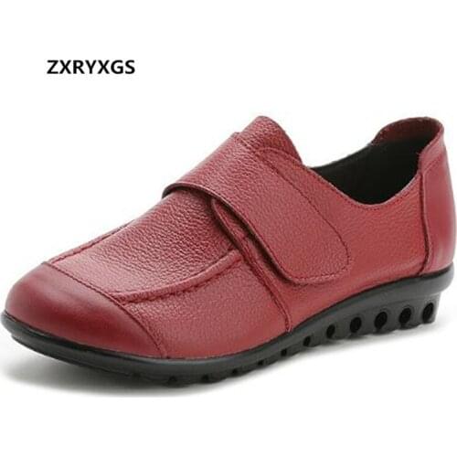 ZXRYXGS Brand Autumn Winter Shoes Women Flat Shoes Casual Shoes 2020 Soft Comfort Winter Genuine Leather Shoes Warm Women Flats