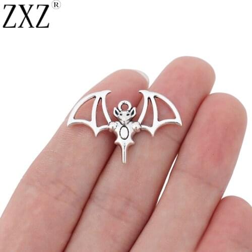 ZXZ 20pcs Hollow Open Bat Charm Pendants Beads For Necklace Bracelet Jewelry Making Findings 33x22mm