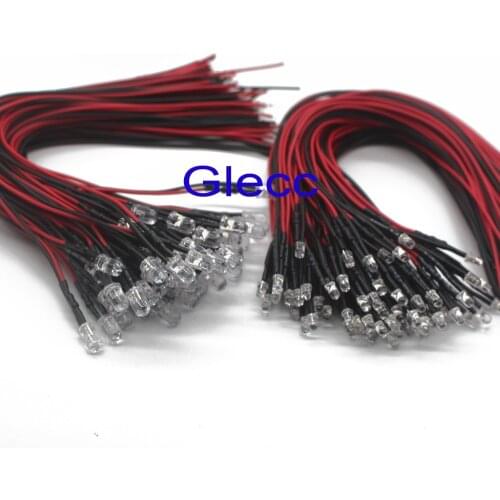 10-100pcs lot 20cm Pre Wired 3mm 5mm LED Light Lamp Bulb Prewired Emitting Diodes For DIY Home Decoration DC12V