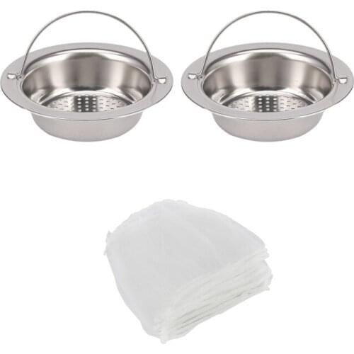 2PCS Upgrade Stainless-Steel Kitchen Sink Strainer & 100Pcs Kitchen Sink Anti Clogging Garbage Bag