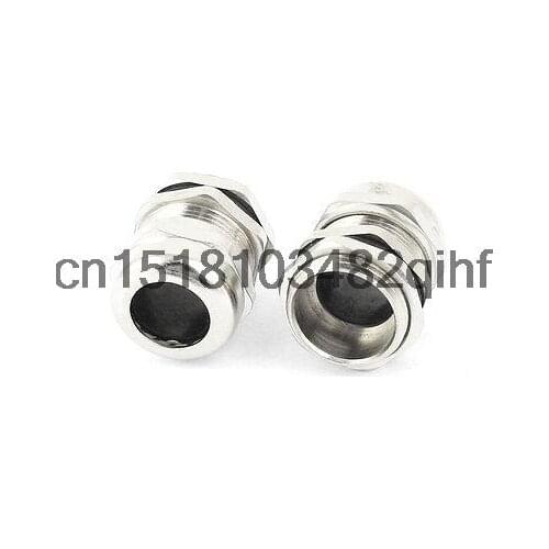 2 Pcs M22 Silver Tone Metal 10-14mm Dia Waterproof Cable Glands Connectors