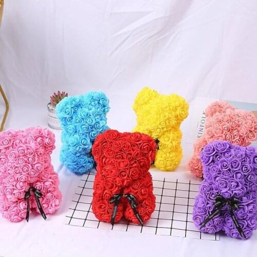 25cm Red Rose Teddy Bear Rose Flowers Artificial Decorations HOT Valentines Day Gifts Christmas Gifts Women Valentines Gifts
