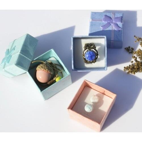 4 colors 4*4*3cm Small Jewelry Earring Bracelet Ring Gift Present Box Square Carton Case for Festival Wedding Christmas