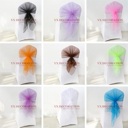 50pcs LOT 65x140cm Organza Chair Hood Cap Sash Fit For Chair Cover Wedding Event Banquet Decoration