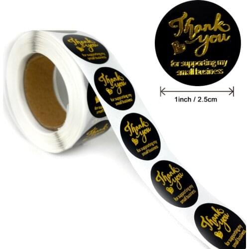 500pcs Thank You For Supporting My Small Business Labels Stickers Gold Foil Design For Seal Envelope Jewelry Box Decoration Tgas
