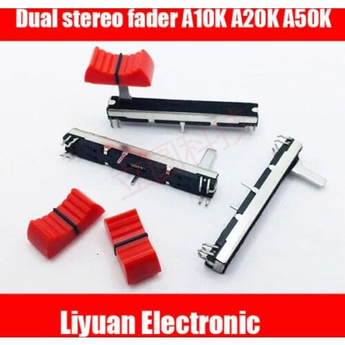 8pin stroke 45mm dual stereo fader A10K A20K A50K straight sliding potentiometer control the total length of the sound console