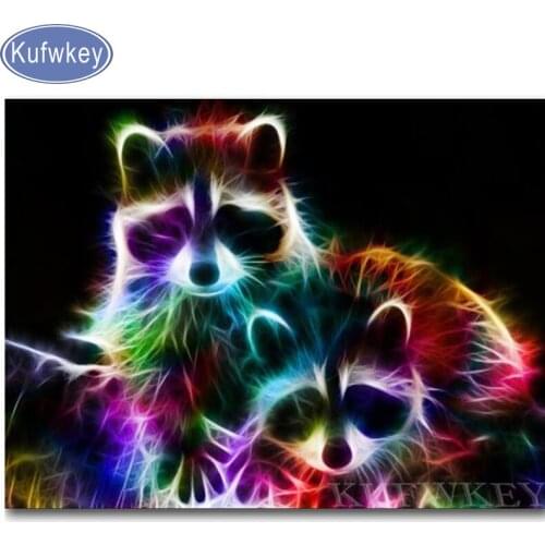 Diamond embroidery full display full square diamond mosaic rainbow Raccoon rhinestone pictures 5d diy diamond painting sale