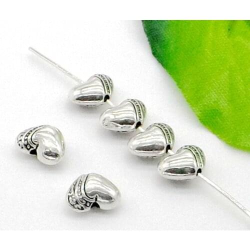 Free Ship 300Pcs Wholesale Tibetan Silver Heart Spacer Beads Fit Jewelry Making 7x10mm