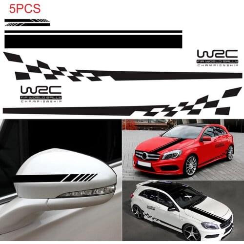 Free Shipping 5 Pieces Car Hood Stripe Graphic Decal Vinyl Body Racing Rearview mirror Sticker Wholesale Quick delivery CSV
