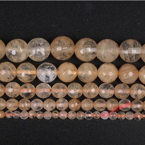 Free Shipping Faceted Citrin Quartz Round Loose Beads 16" Strand 4 6 8 10 MM For Bracelet Necklace Making