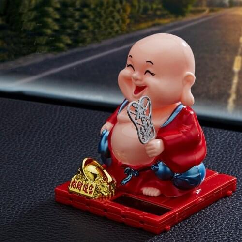 Solar LittleMonk Buddha Statues Buddhist Sculptures Tathagata Cute Budha Home Garden Decoration Buda Table Ornaments Boutique
