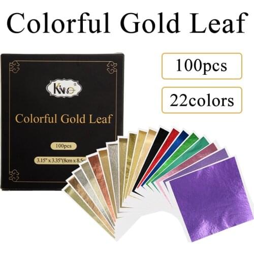 100Pcs Imitation Gold Leaf Sheets Foil Colored Wrapping Paper For DIY Arts Supplies Crafts Gilded Home Statue Nail Decorations