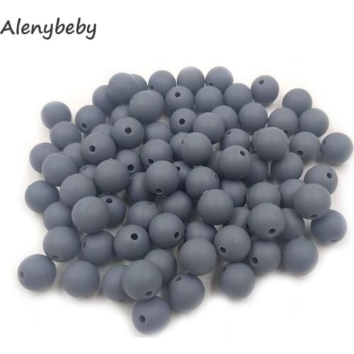 Dim Gray Color Food Grade Silicone Round Beads 12/15mm Baby Teether Necklace Toy DIY Pacifier Chain Care Baby Teether Product