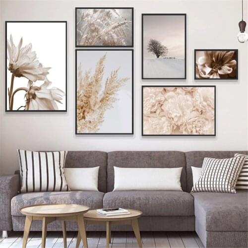Flower Reed Wheat Tree Landscape Wall Art Painting Dance Women Canvas Prints Scandinavia Pictures Living Room Home Decoration