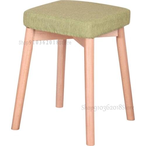 Solid Wood Household Dining Table And Stool Stackable Soft Bag Square Stool Fabric Removable And Washable Dressing Stool Simple
