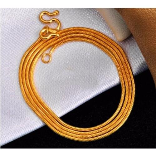 Hot sale Solid 999 24K Yellow Gold Chain/ Unique Round Snake chain Necklace/8g