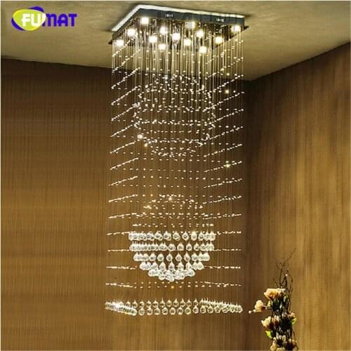 K9 Crystal Stair LED Square Chandeliers Modern Creative Fashion Spiral Suspension Lighting Villa Lobby Large Hanging Lamp