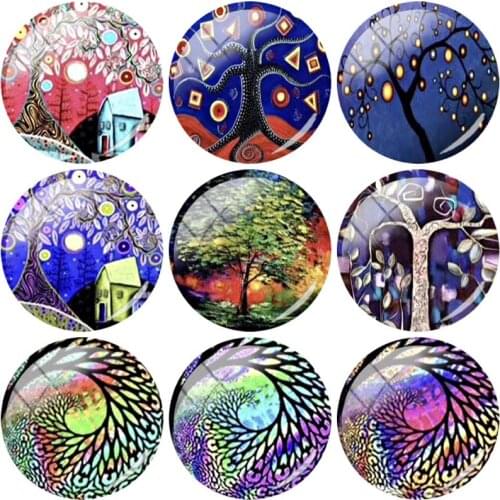 JOINBEAUTY Life Tree Maple leaves House Bird 12/15/16/18/20/25mm Glass Cabochons For Women fashion Jewelry Findings Making TR39