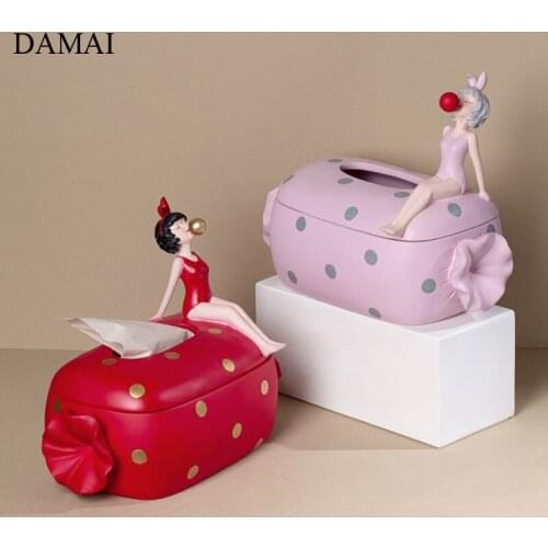 Candy Decorative Tissue Boxes Cover Bubble Girl Resin Napkin Holder Desktop Seat Type Paper Towel Box Home Decoration Ornaments