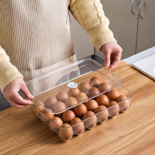 Fridge Egg Box Kitchen Refrigerator Eggs Storage Box with Cover Transparent Drawer Egg Tray Organizer