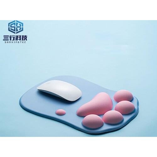 Cartoon cat paw mouse pad office creative three-dimensional wristband pad 3D thickened home wristband pad soft
