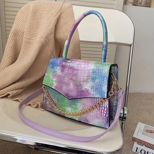 Summer New Bag Square Gradient Color Rainbow Bag Fashion Chain Single Shoulder Diagonal Cross Universal
