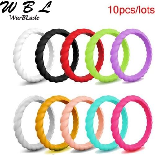 Fashion Thin Braided Silicone Ring 3mm Sports Hypoallergenic Crossfit Flexible Woven Rubber Finger Ring For Women Wedding Rings