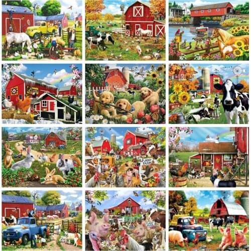 MomoArt 5D DIY Diamond Painting House Handmade Gift Diamond Embroidery Farm Landscape Mosaic Art Wall Decorations