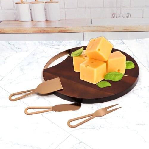 Jaswehome 4pcs Cheese Board Set 3pcs Cheese knives And Cheese Board Serving Utensils Charcuterie Board And Cutlery Knife Set
