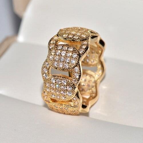 Real 18k white/yellow rose Rings for Women Dazzling full diamond Graceful Lady Accessories Party Fine Girl Gift Trendy Jewelry