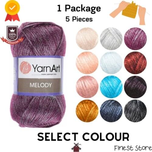 Thread 1 Pack |5 Balls| Yarnart Melody Yarn |100gr-230mt %9 Wool - %21 Acrylic| Knitting Crochet Tool Kit Sewing Threads Braid R