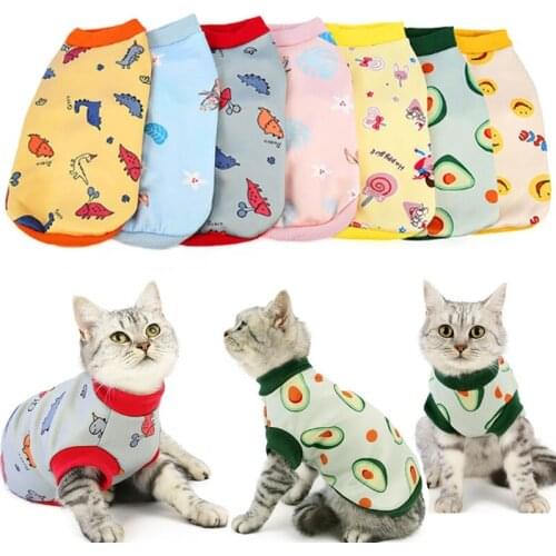 Cat Clothes Cartoon Printing Cute Fruit Animal Pet Vest Kitten T Shirts Milk Silk Cats Sweater Sphinxes Costume For Cat Outfit