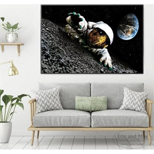 Astronauts On The Moon Funny Canvas Painting Posters And Prints Wall Art Pictures For Living Room Decoration Home Decor Plakat