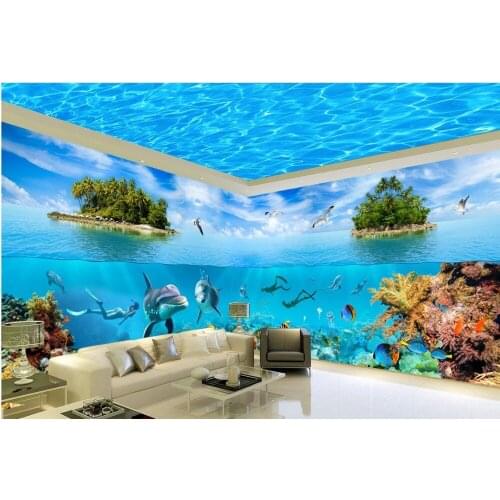 Custom 3d photo wall paper Island Sea World theme stereoscopic 3D space TV backdrop mural wallpaper