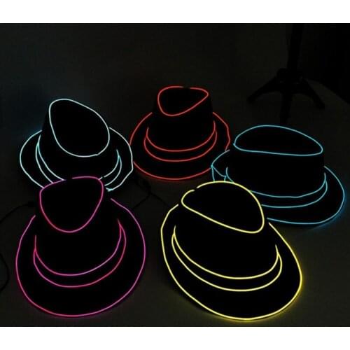 Premium Light Up Hat Uses EL Wire Bright LED Blinking Flashing Jazz Cap Party Hat For Party Concert Stage Show