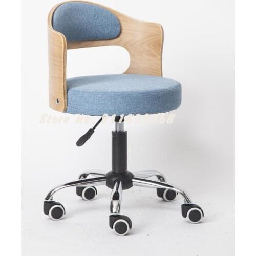 Simple Bar Chair Household Lift Swivel Chair Solid Wood Back Manicure Chair Bar High Stool Beauty Salon Round Stool