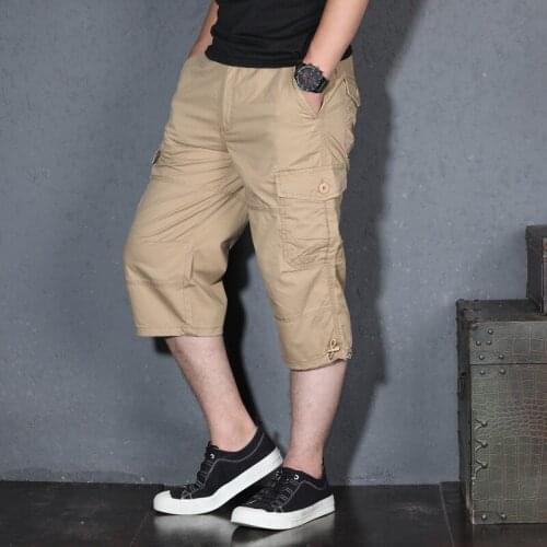 Summer Mens Shorts Multi-pocket Loose Zipper Breeches Oversize Cargo Seven Point Casual Shorts