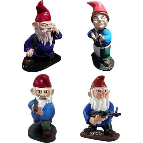 Resin Figurines Gnomes Statue Garden Halloween Dwarf Crafts Ornaments Fighting Army Goblin Outdoor Landscape Decoration Gift New