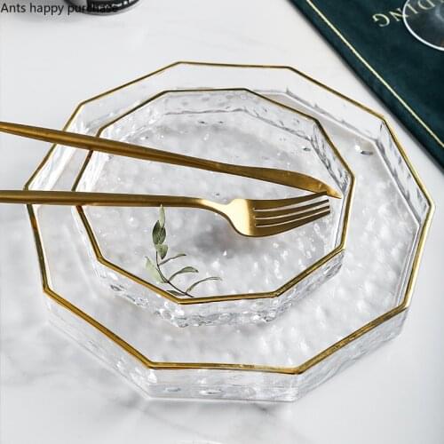 Glass Decagonal Plate Transparent Phnom Penh Fruit Salad Bowl Home Tableware Dishes Plates Ten Horns Decoration Dessert Plate