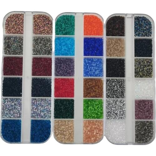 8640pcs/Box 1.2mm Pixie Rhinestones Mix Color Gem PointBack Shinny Gem Sand Rhinestones for Nail Decorations