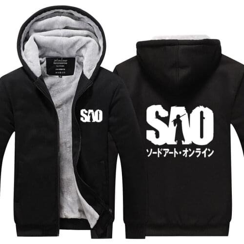 Sword Art Online SAO Hoodie Jacket Coat Winter Fleece Thick Warm Sweatshirts Long Sleeve Plus Size