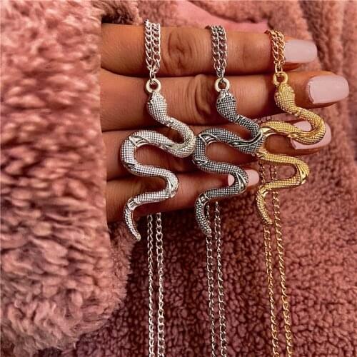 Bohemian Style Snake Necklace for Women 2021 Vintage Gold Color Chain Pendant Necklaces Female Party Jewelry