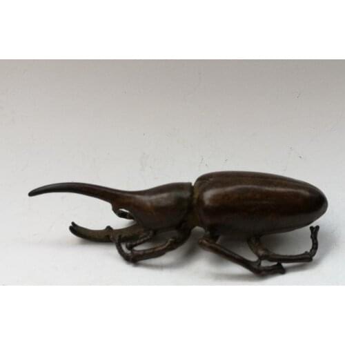 YIZHU CULTUER ART Collection Old Chinses Bronze Carving Beetle Statue Pendant or Paperweight Gift