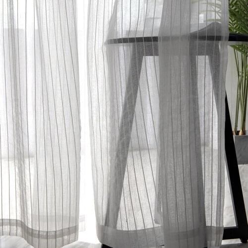 Nordic Minimalist White Striped Tulle Semi-shading Partition Tulle Custom For Living Room Bedroom