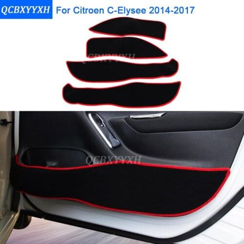 2 Colors Car Styling Protector Side Edge Protection Pad Protected Anti-kick Door Mats Cover For Citroen C-Elysee 2014-2017