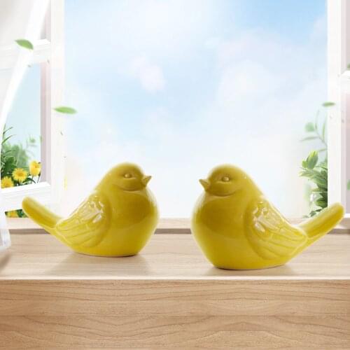 Yellow Glazed Ceramic Bird Figurine Decorative Bird Figurine, Outdoor Garden